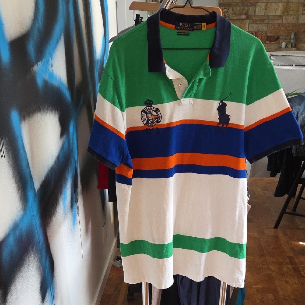 Ralph Lauren Green and Orange Polo Shirt - Picture 2 of 9